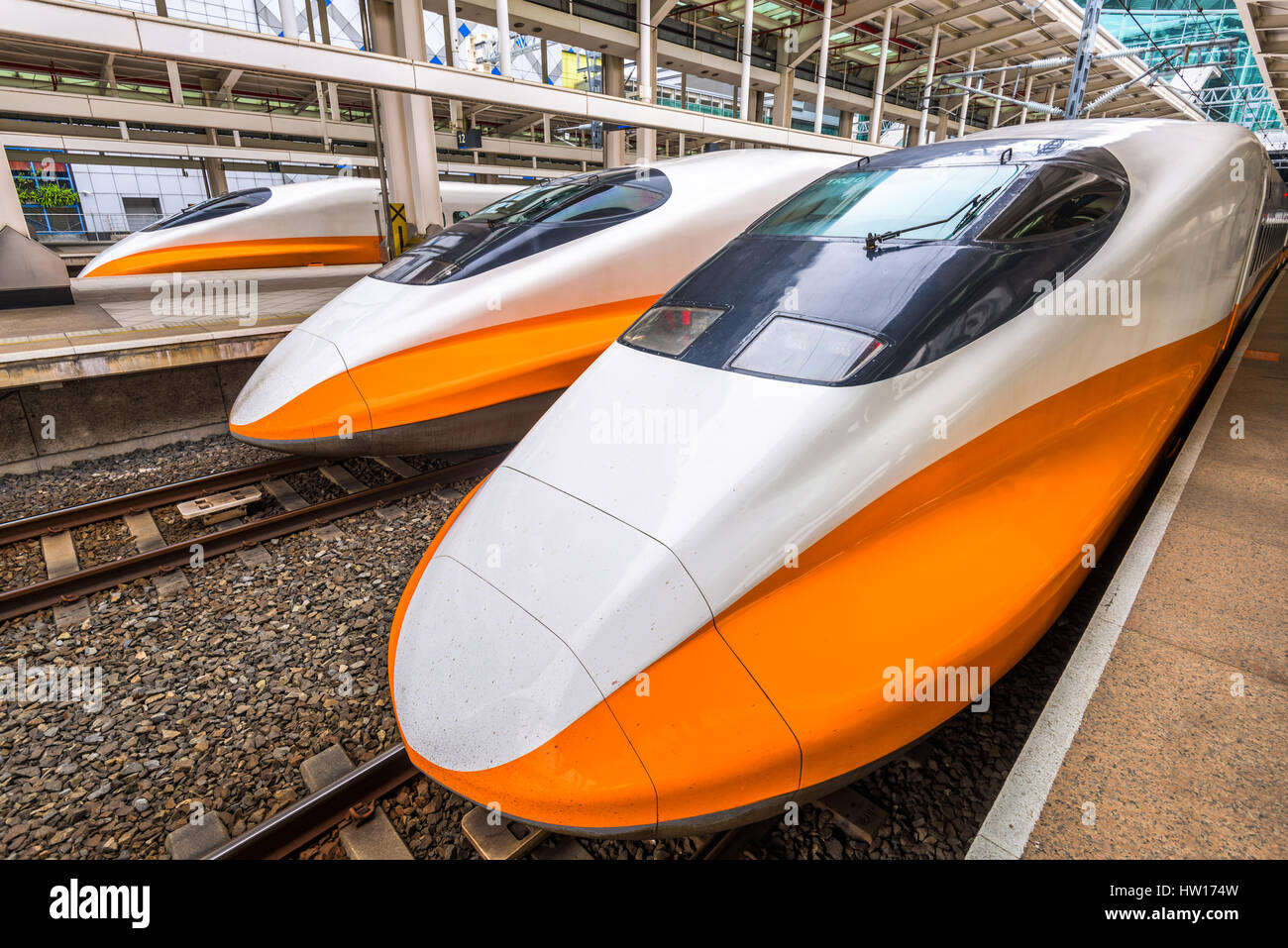 MARCH 15, 2017: KAOHSIUNG, TAIWAN: The Taiwan High Speed Rail at Zuoying Station. The line spans the west coast of Taiwan, from the capital Taipei to  Stock Photo