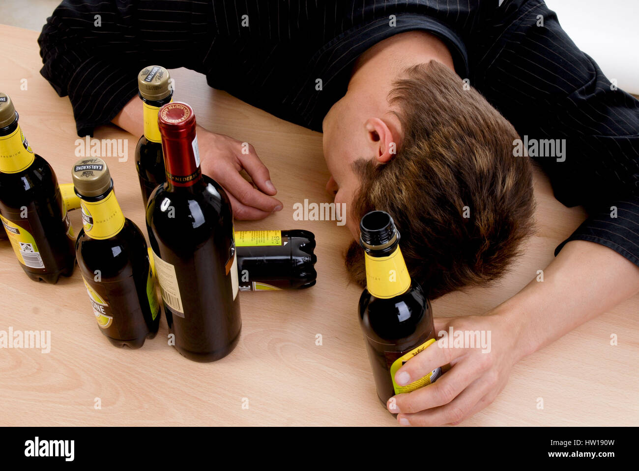 Youngster and alcohol, Jugendlicher und Alkohol Stock Photo