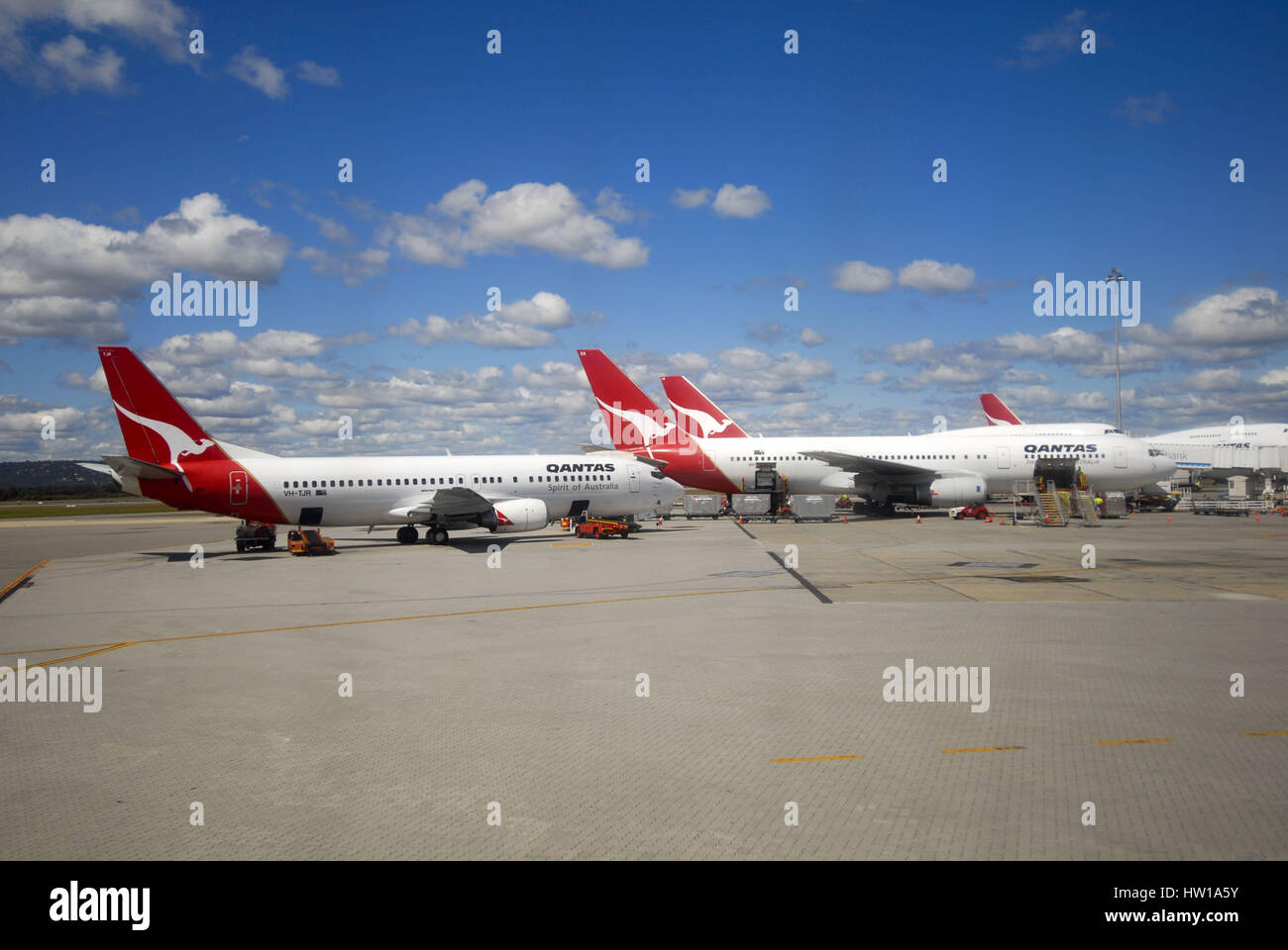 Airplanes of the Qantas Airline , Flugzeuge der Qantas Airline Stock Photo