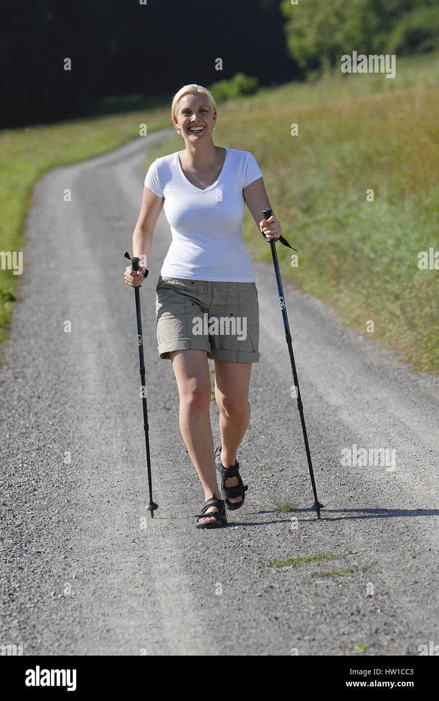 Woman with the Nordic Walking , Frau beim Nordic Walking Stock Photo ...