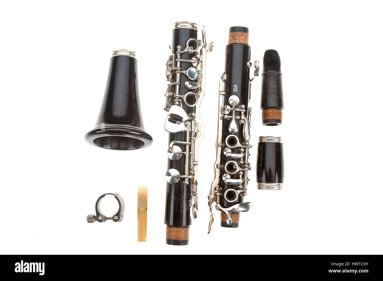 Clarinet in individual parts, Klarinette in Einzelteile Stock Photo - Alamy