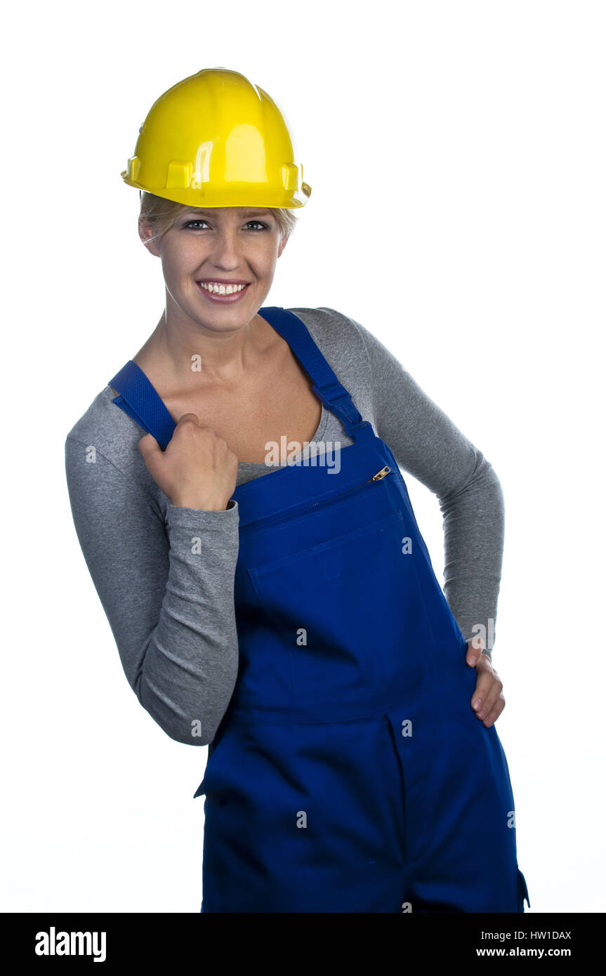 Construction worker, Bauarbeiterin Stock Photo