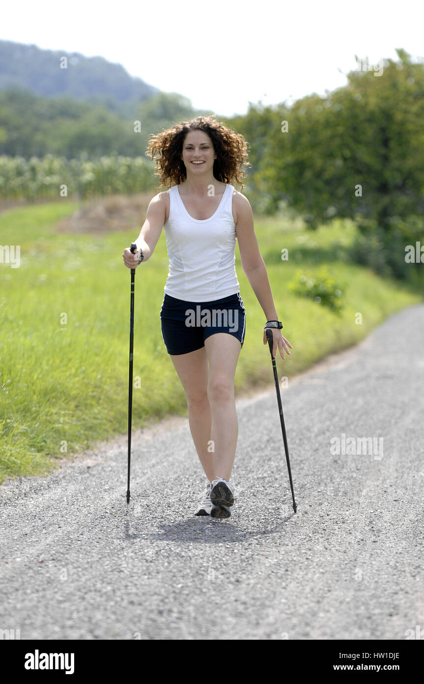 Woman with the Nordic Walking , Frau beim Nordic Walking Stock Photo ...