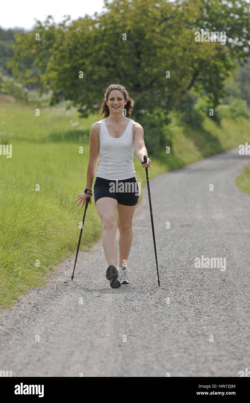 Woman with the Nordic Walking , Frau beim Nordic Walking Stock Photo ...
