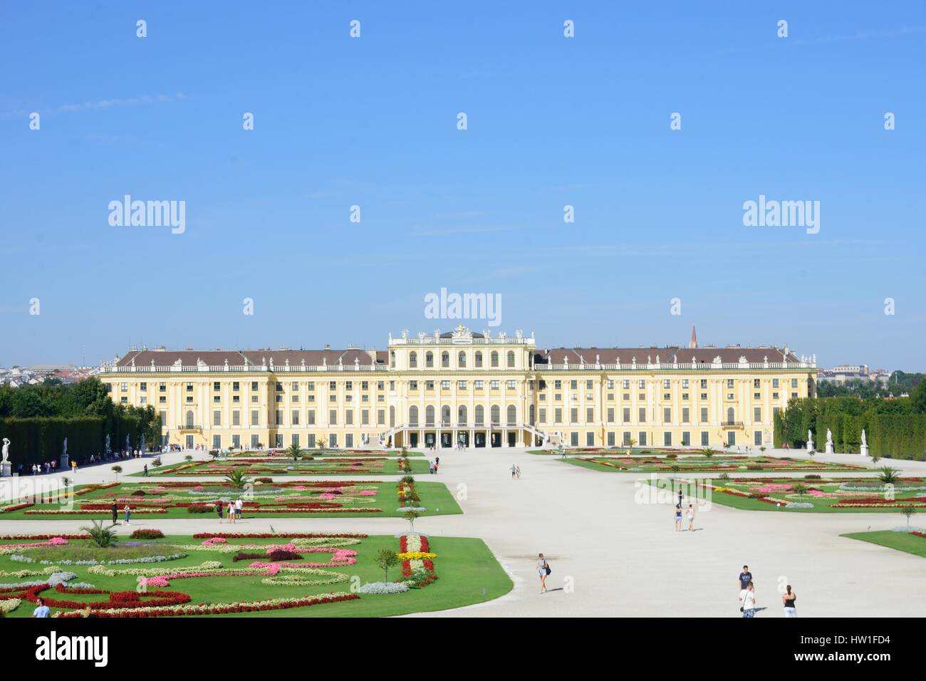 SCHÖNBRUNN PALACE VIENNA AUSTRIA 29 AUGUST  2015: Schönbrunn palace Vienna from rear Stock Photo
