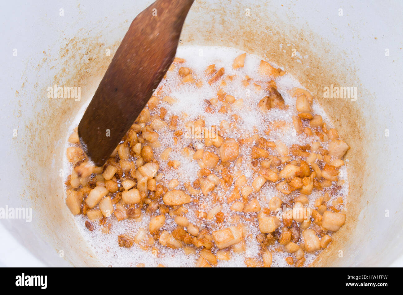 hogkilling time, raw pig lard, rendering fat, pork rind, rinds Stock