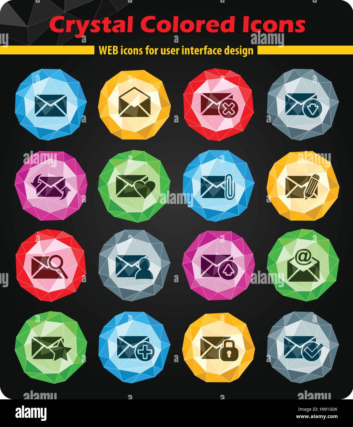 Mail and envelope icon set for web sites and user interface Stock ...