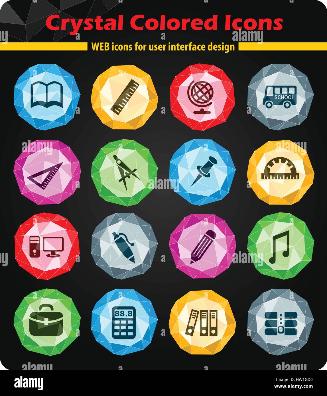 school web icons for user interface design Stock Vector