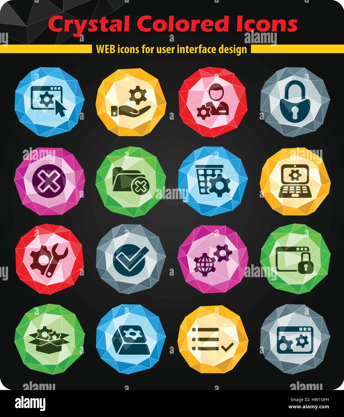 settings crystal color icons for your design Stock Vector Image & Art ...