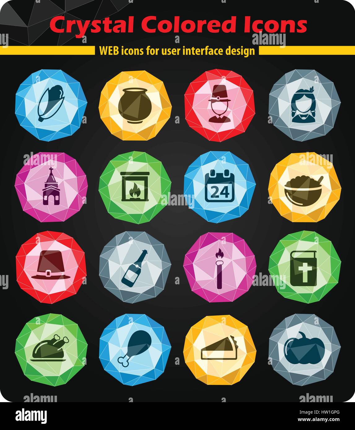 Thanksgiving simply icons for web and user interface Stock Vector Image ...