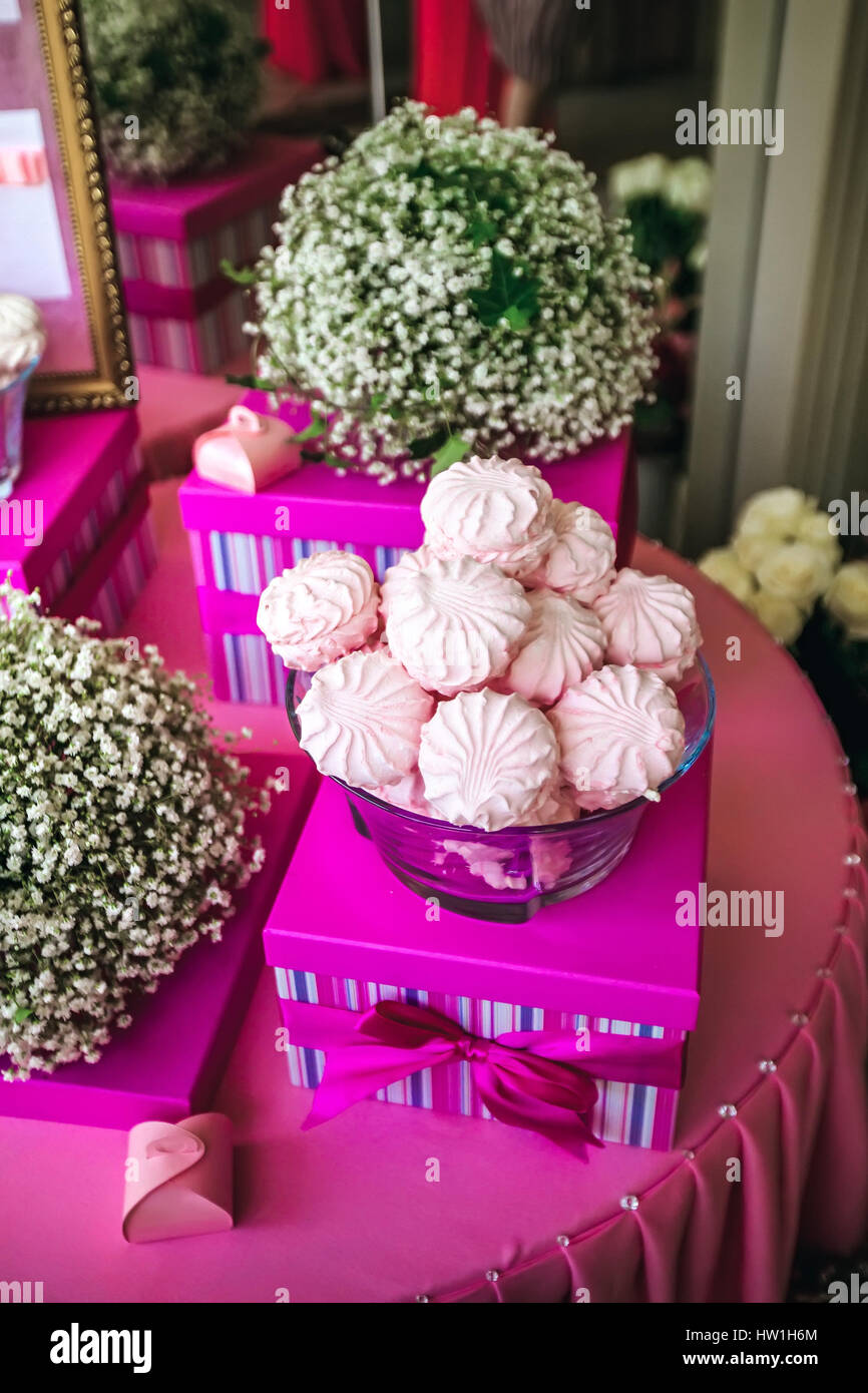 Delicious marshmallow, staying on dessert table Stock Photo Alamy