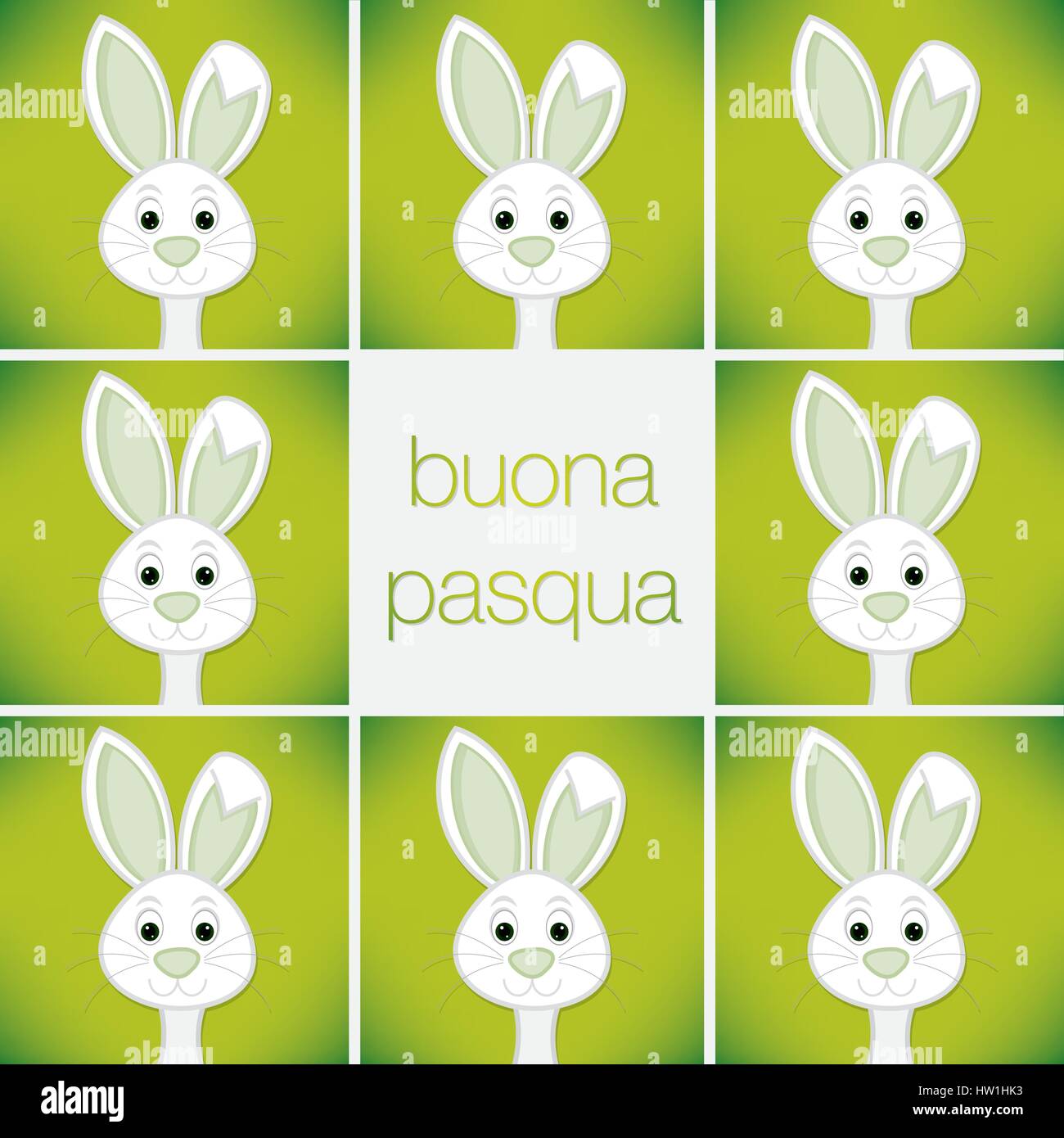 Bright Easter Bunny card in vector format. Words translate to "Happy