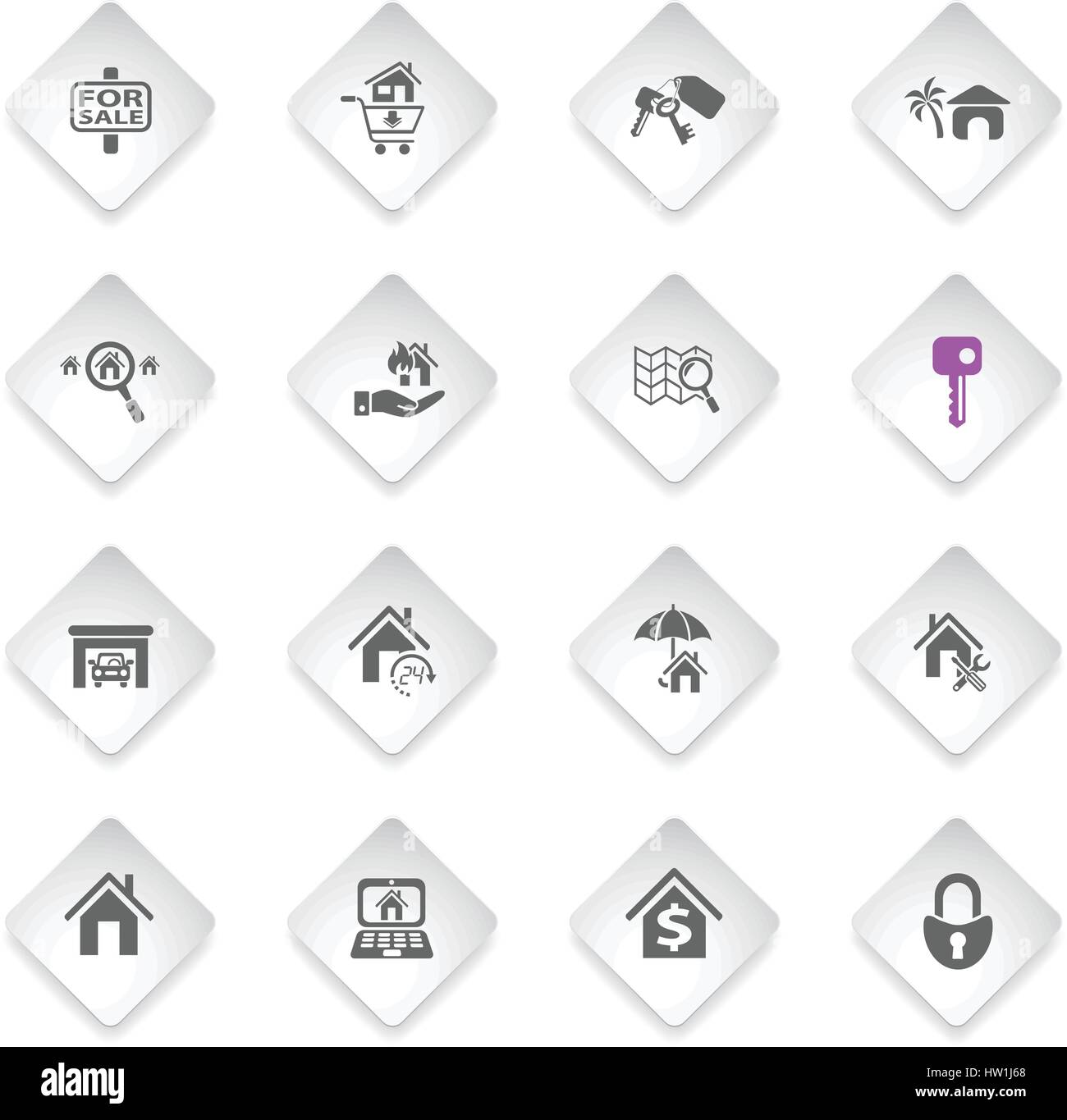 real estate flat web icons for user interface design Stock Vector Image ...