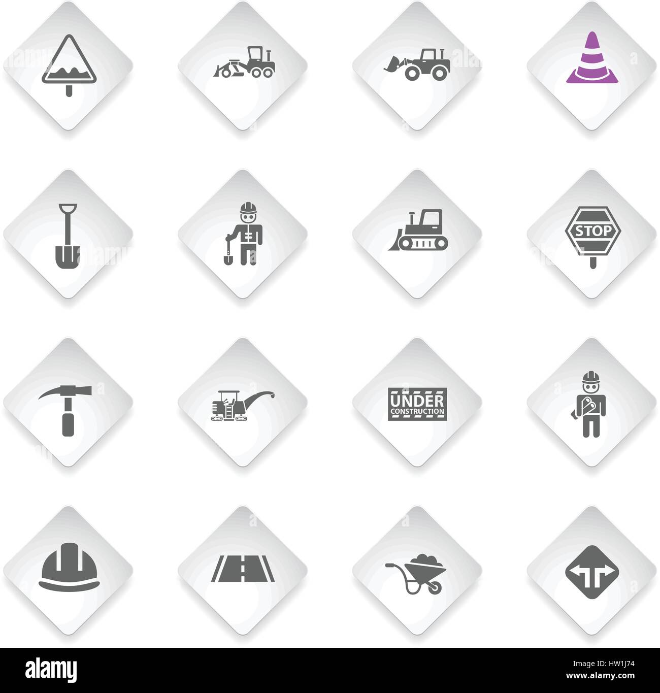 road repairs flat web icons for user interface design Stock Vector