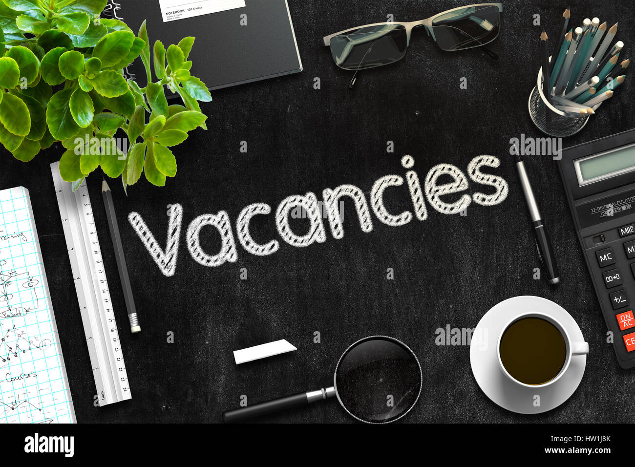 Vacancies. Top View of Office Desk. 3D Stock Photo Alamy