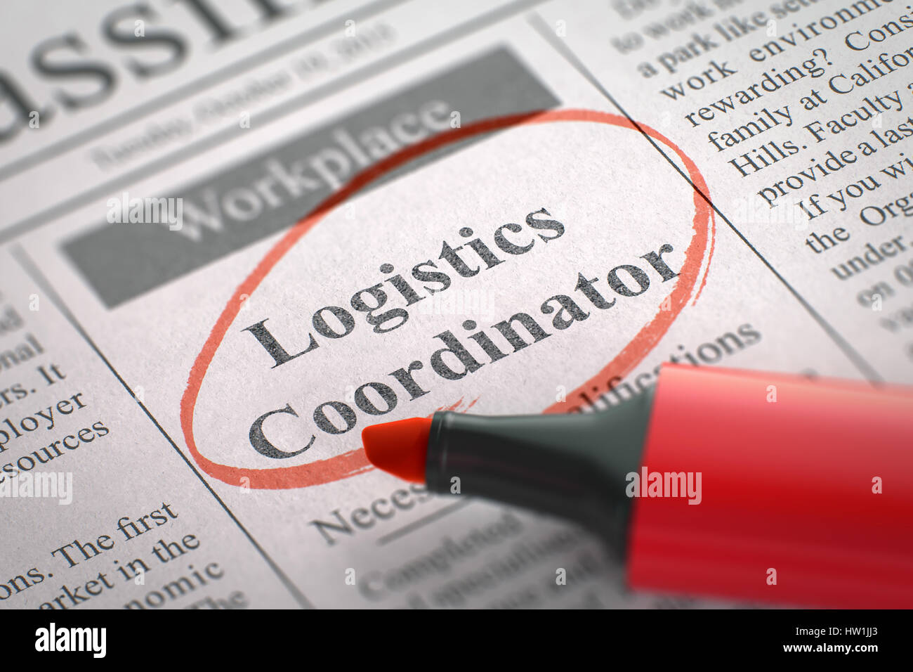 Job Opening Logistics Coordinator. 3d Stock Photo Alamy