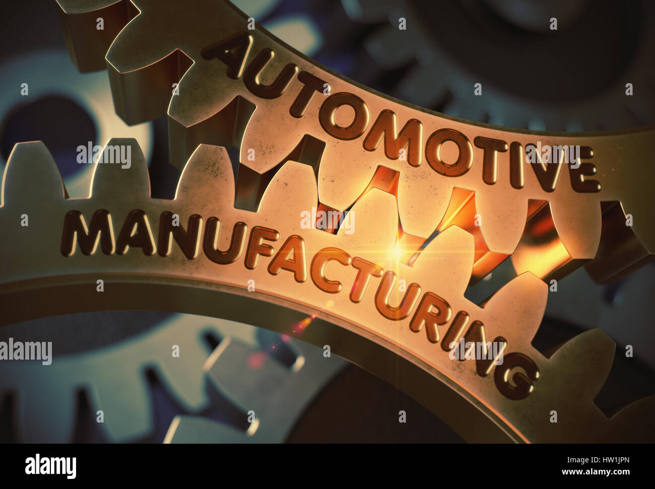 Automotive Manufacturing. 3D. Stock Photo