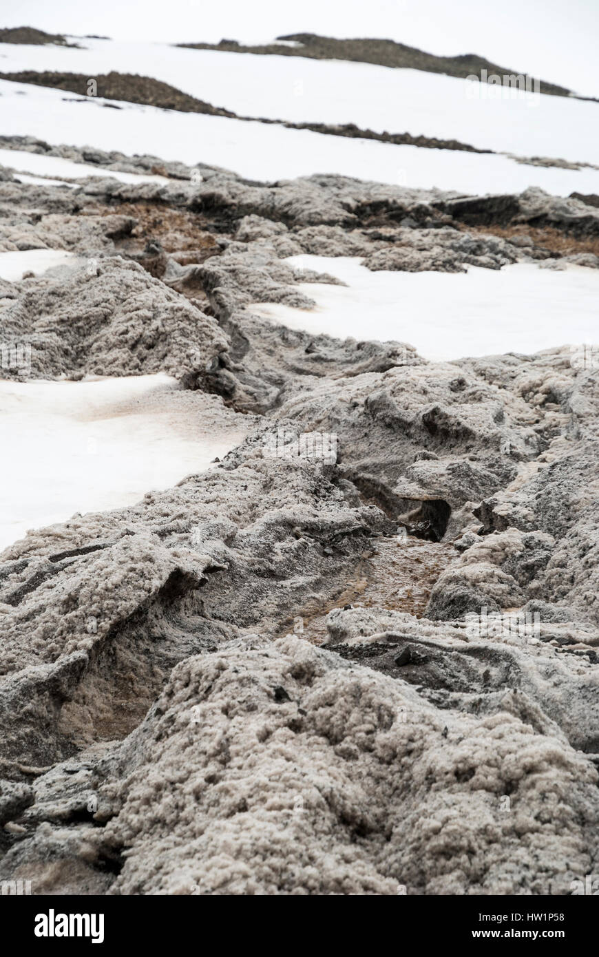 Unique mixture of melting snow and water moving Stock Photo - Alamy