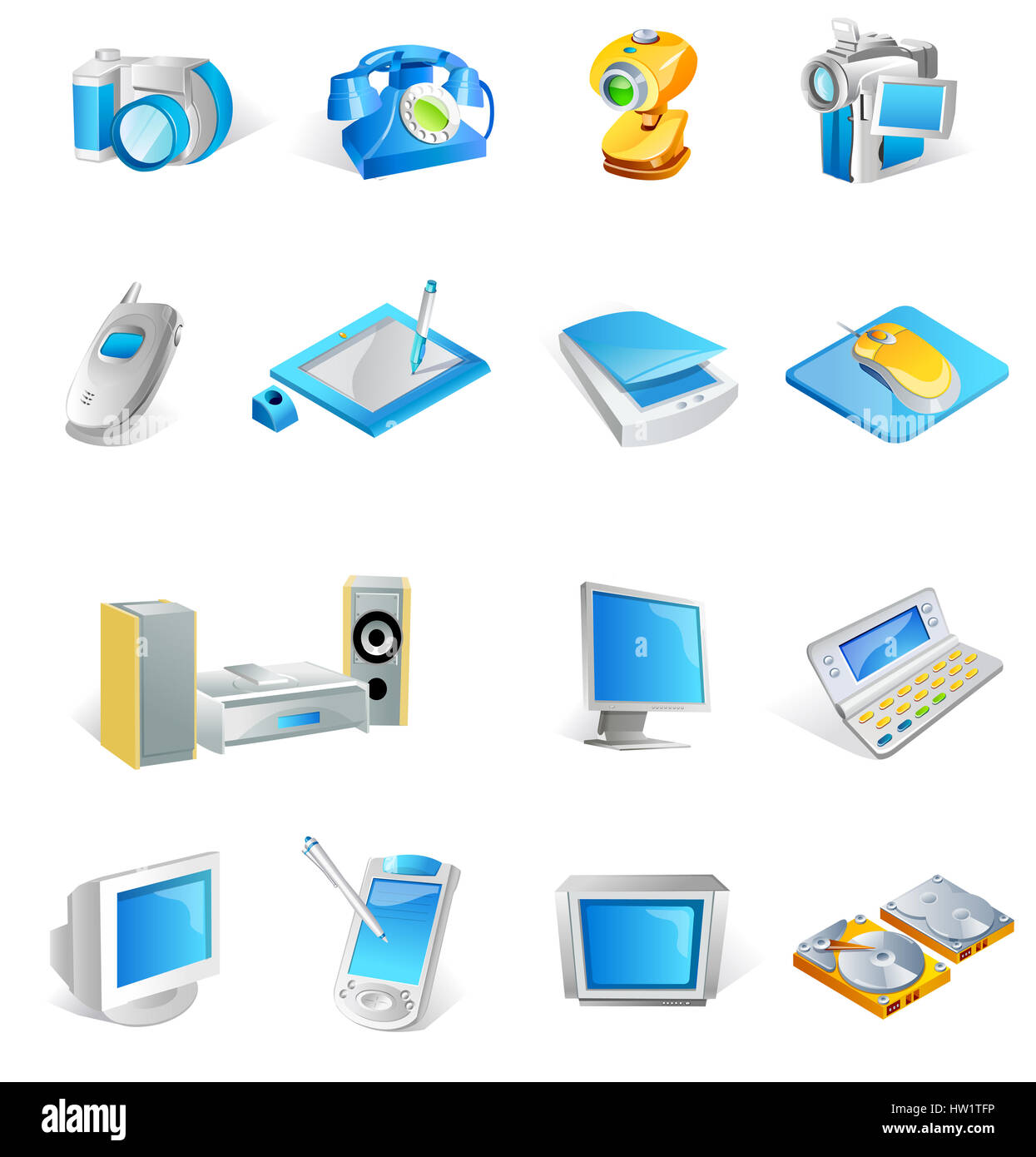 binoculars,camera,cd player,clip art,clipart,color,colour,color image,communication,computer,computer graphics,computer icon,computer mouse,computer equipment,connection,digital camera,digital display,digitally Stock Photo