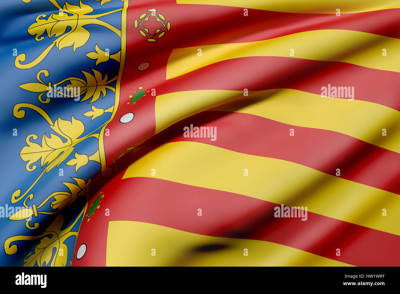 3d rendering of a Valencian Community flag waving Stock Photo - Alamy