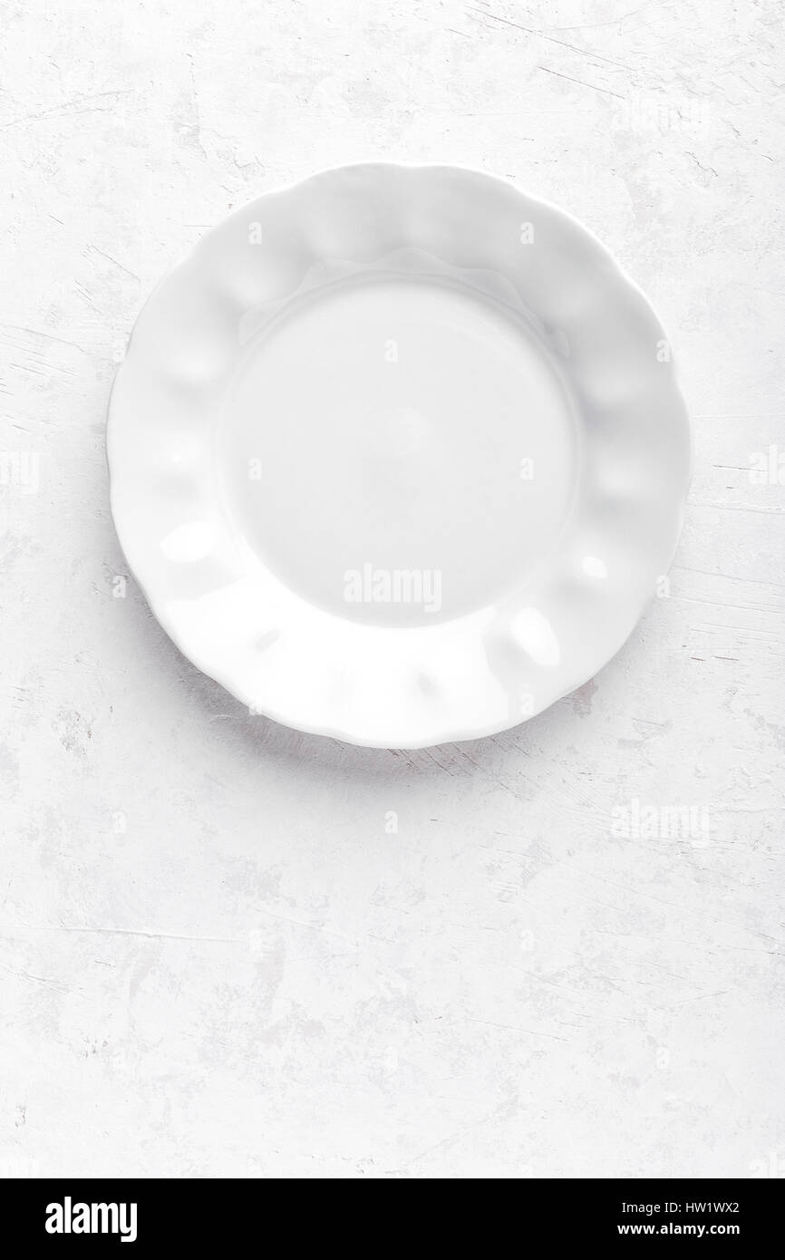 Empty white plate on white background top view copy space Stock Photo ...
