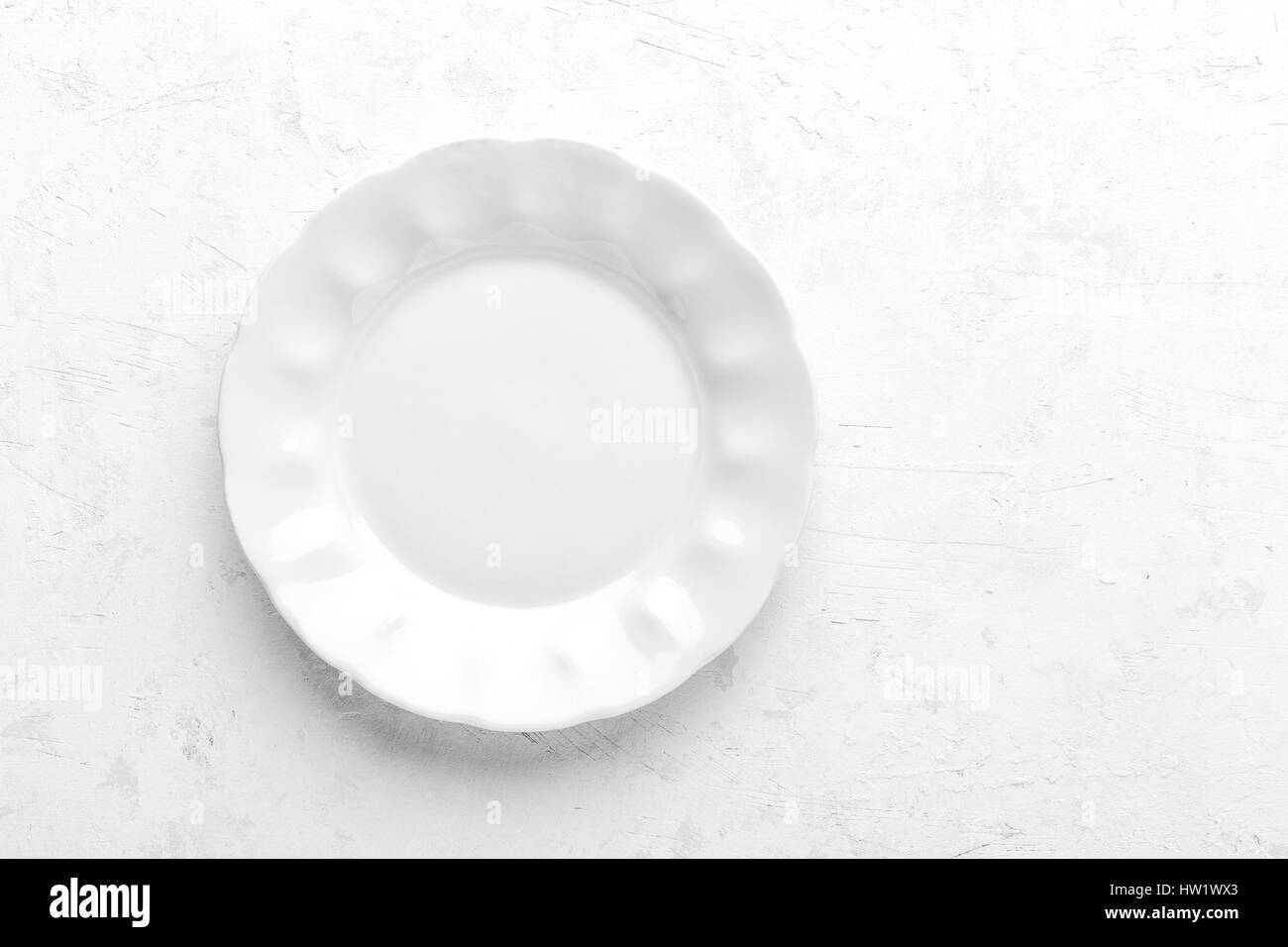 Empty white plate on white background top view copy space Stock Photo ...