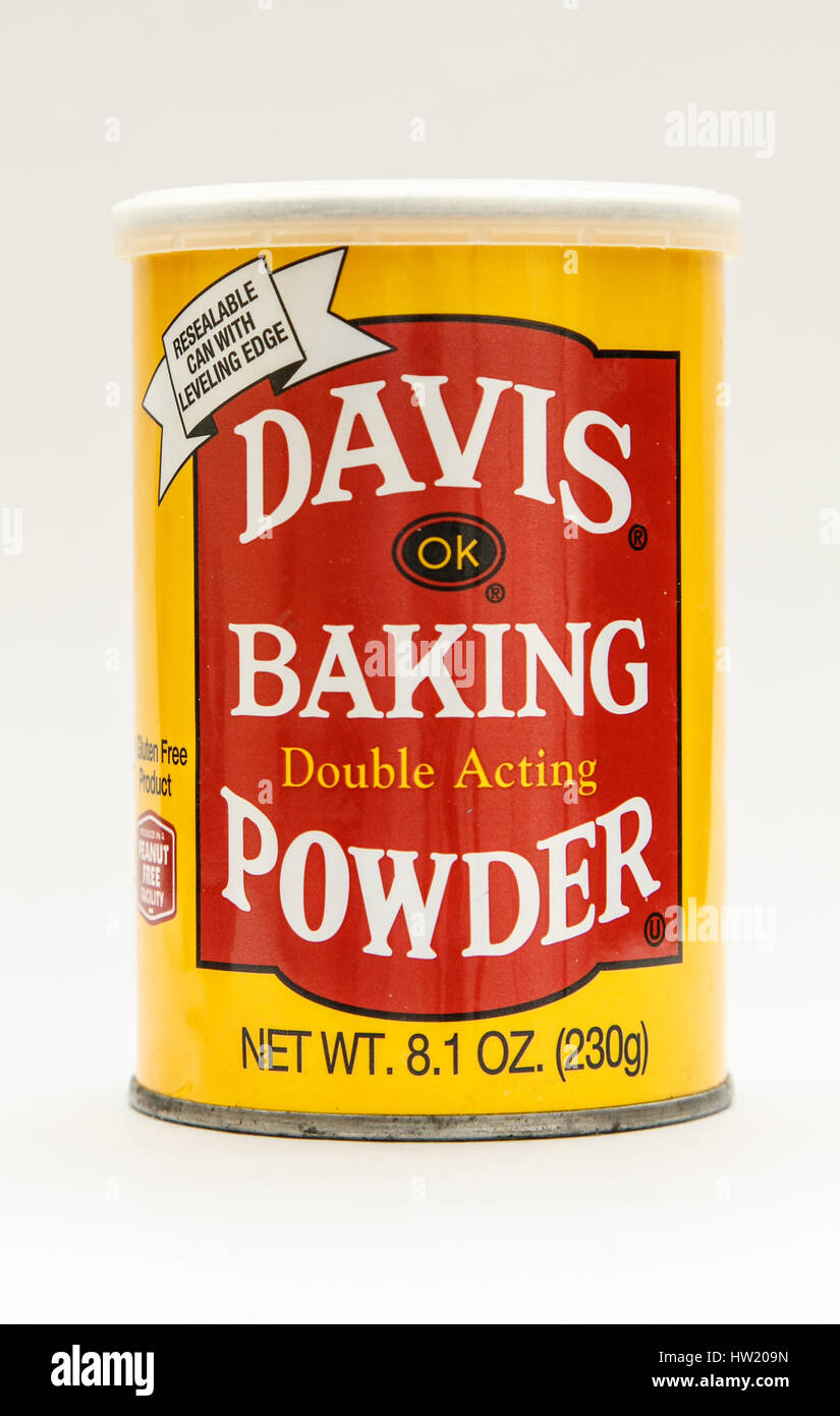 A pack of Davis baking powder isolated on white background Stock Photo Alamy
