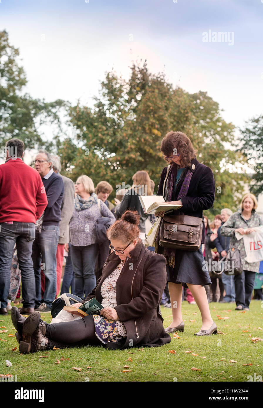 Visitors to the Sunday Times Cheltenham Literature Festival Oct 2016 Stock Photo