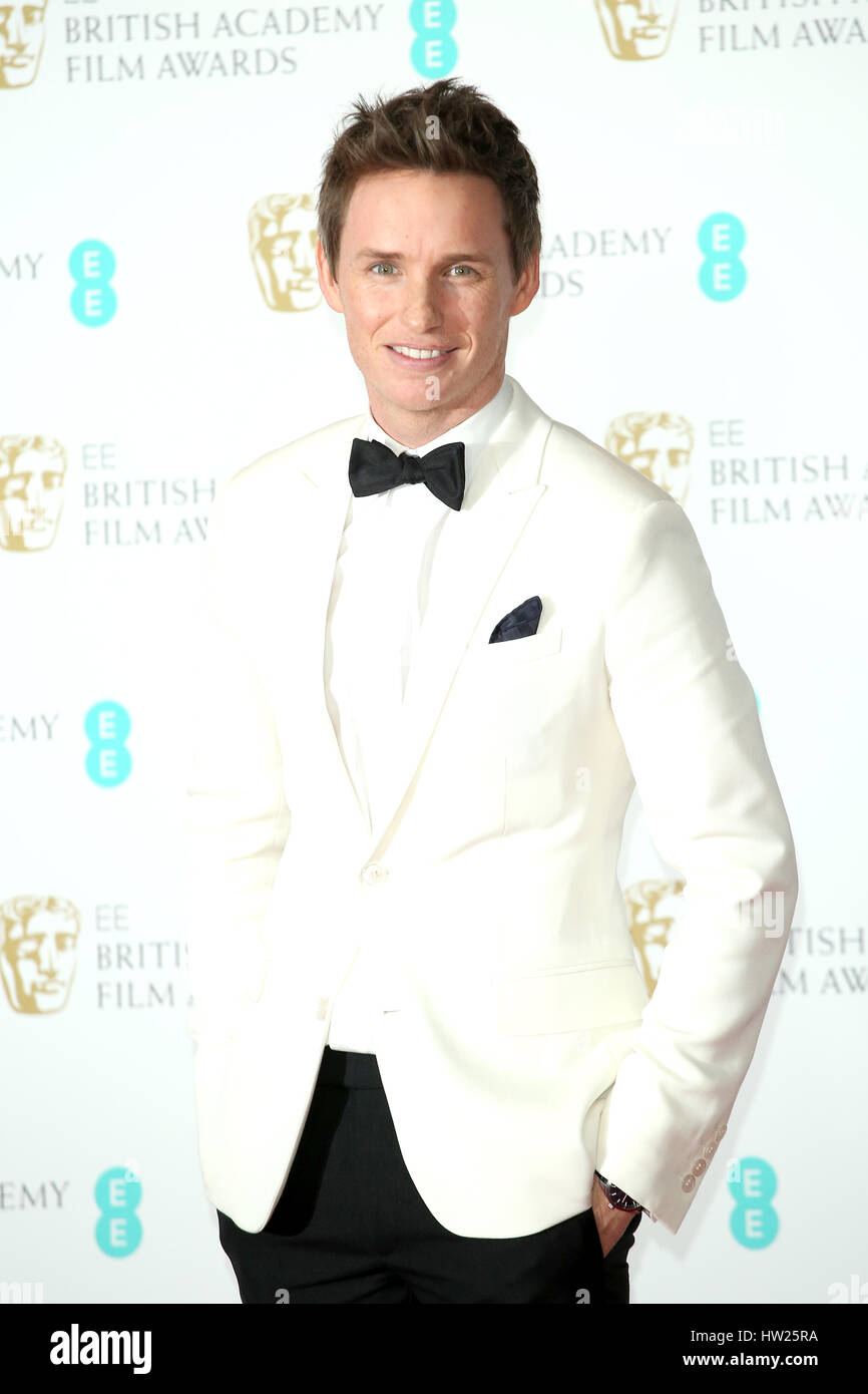 Eddie Redmayne poses in the winners' room at the 70th EE British Academy of Film and Television Arts Awards at the Royal Albert Hall in London  Featuring: Eddie Redmayne Where: London, United Kingdom When: 12 Feb 2017 Stock Photo