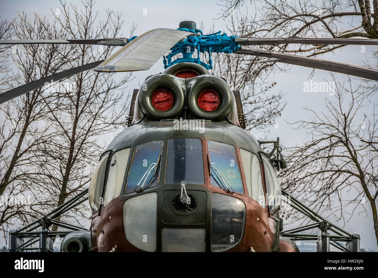 Military helicopter in airfield Stock Photo - Alamy