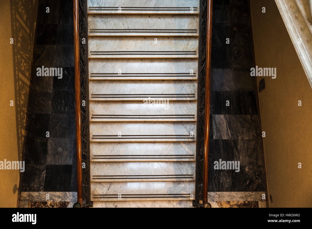 Marble stairs inside a convent of Certosini next to the thermal baths of Diocleziano in Rome, Italy Stock Photo