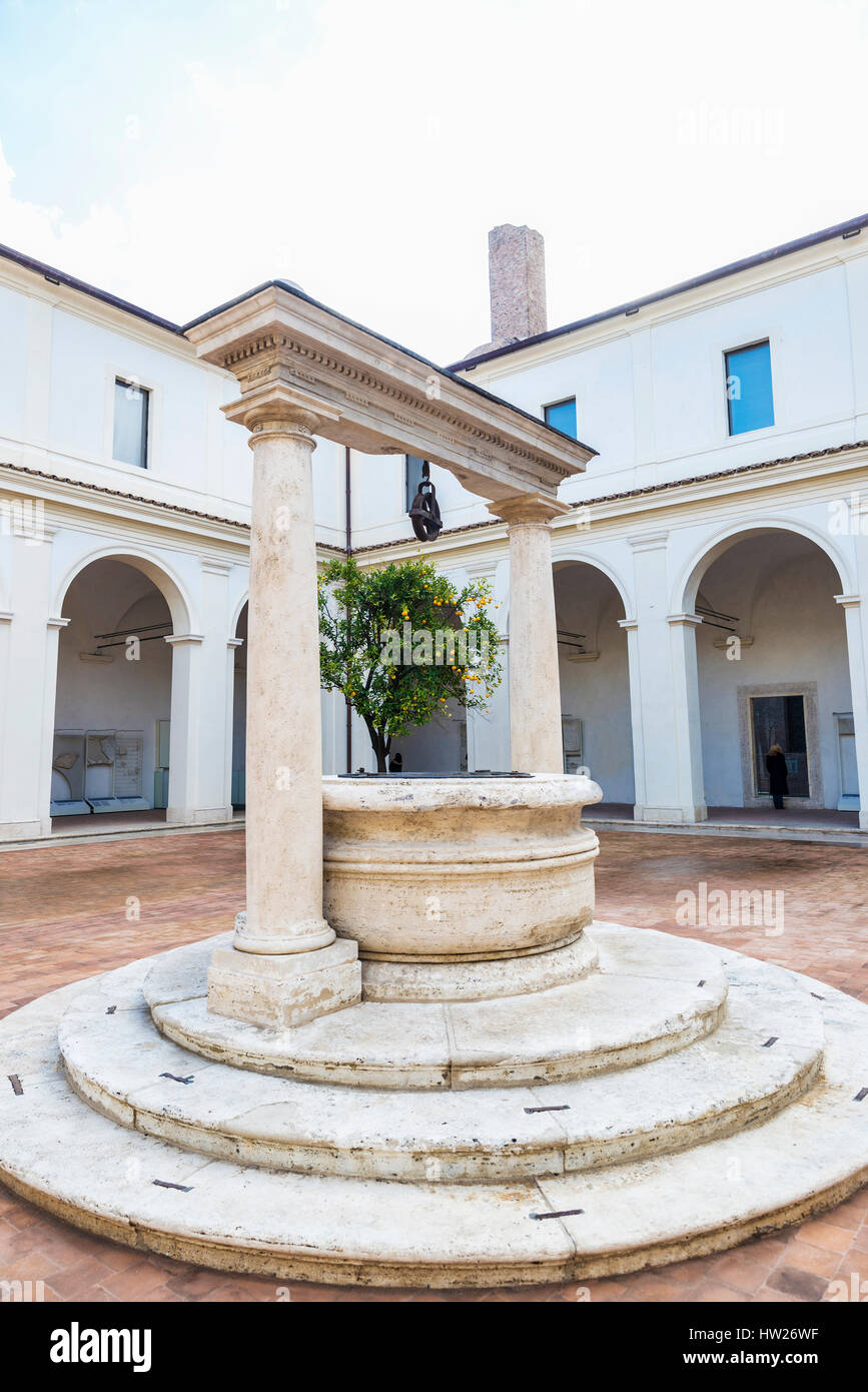 Cesspool of the cloister of the convent of Certosini next to the thermal baths of Diocleziano in Rome, Italy Stock Photo