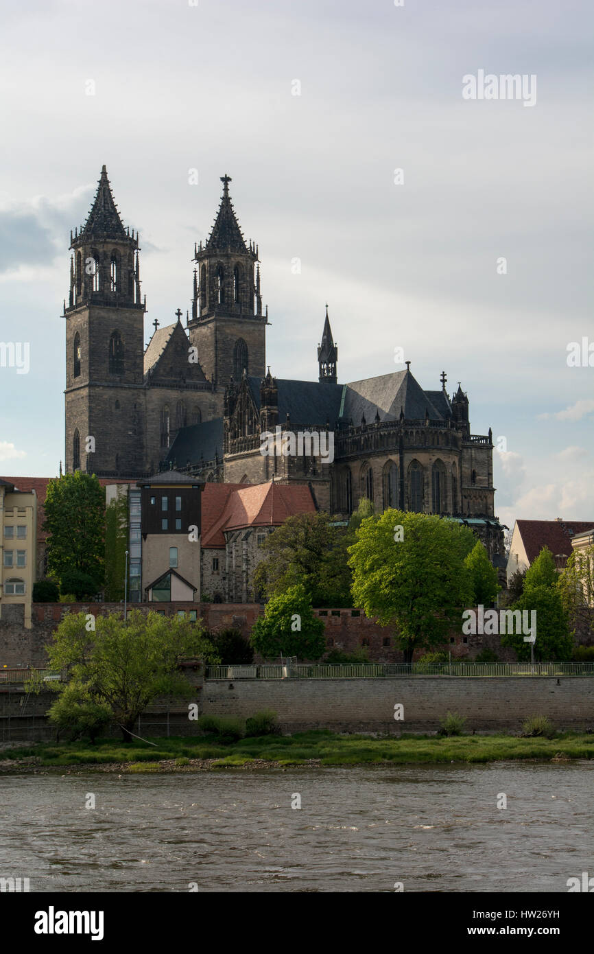 The Magdeburg Cathedral was built from 1207 on the ruins of older churches founded in 937 from German Emperor Otto I The Great Stock Photo