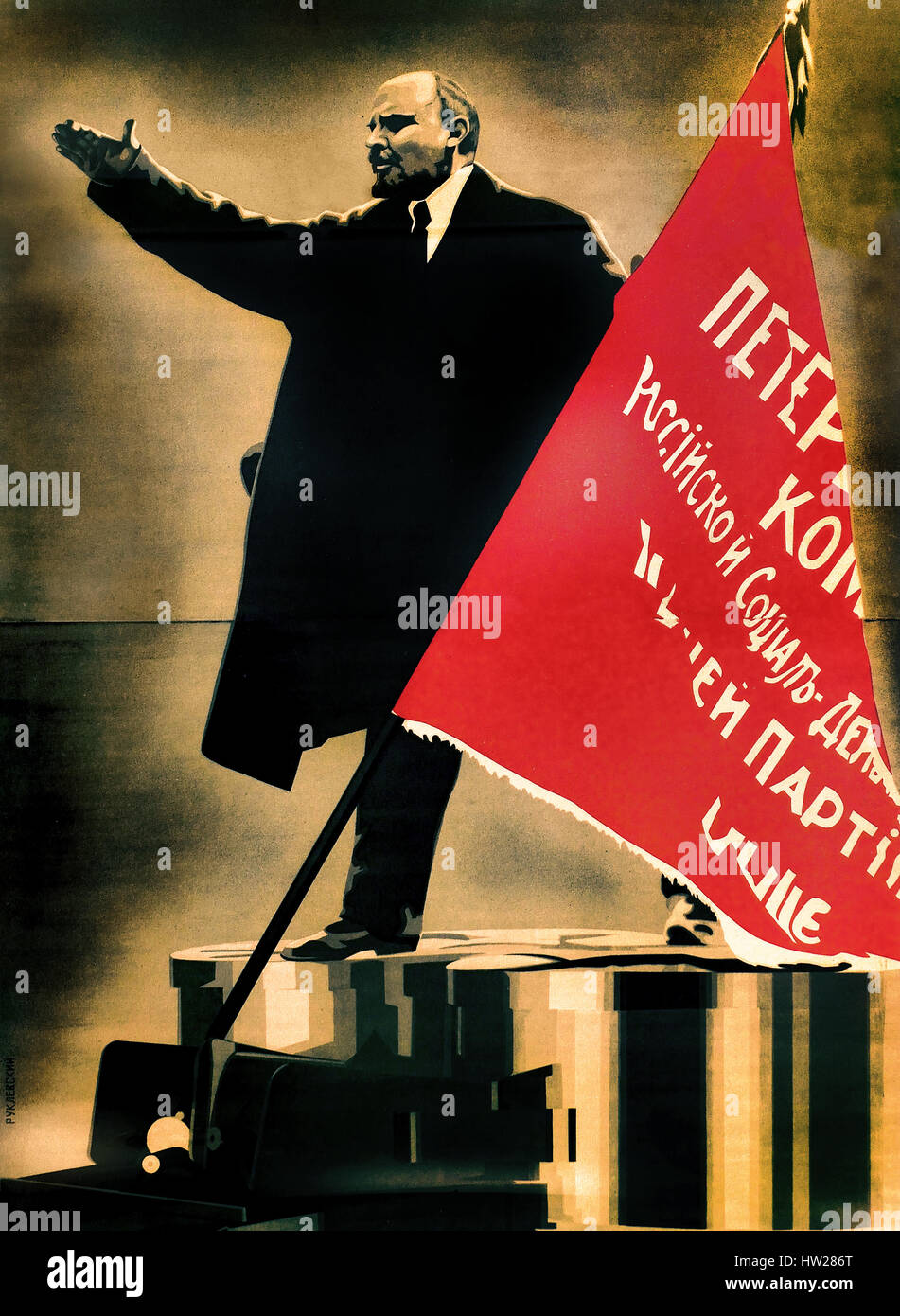 Vladimir Iljitsj Lenin 1870-1924  Russian propaganda - publicity poster Russia USSR  ( Russian Revolution 1917 - 1941 ) Stock Photo