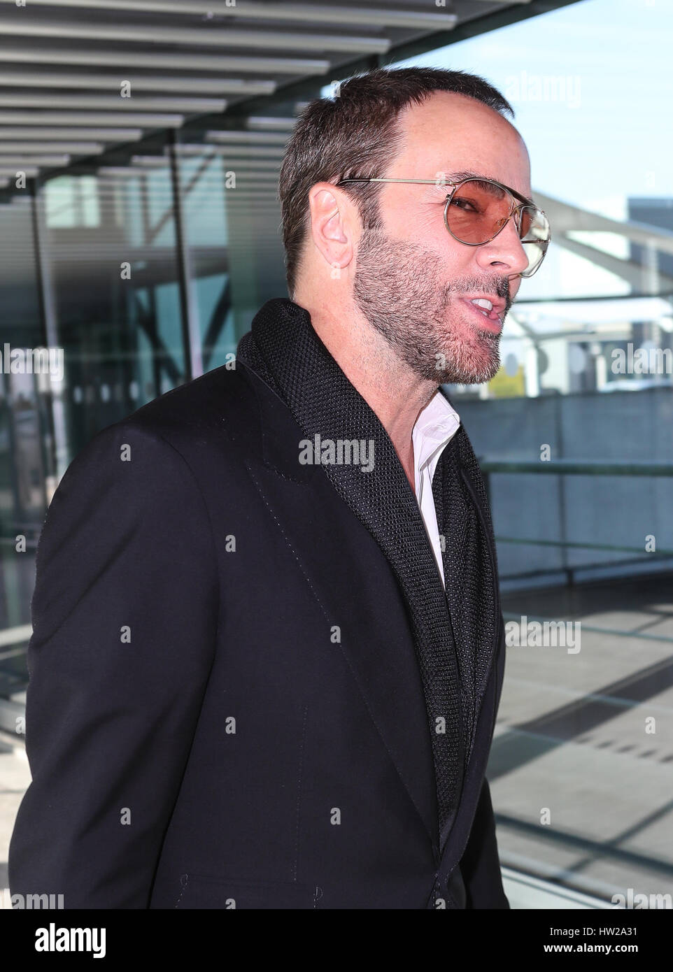Tom Ford, Sam and Aaron Taylor-Johnson are seen at Heathrow airport after  yesterday's BAFTA Ceremony Featuring: Tom Ford Where: London, United  Kingdom When: 13 Feb 2017 Stock Photo - Alamy