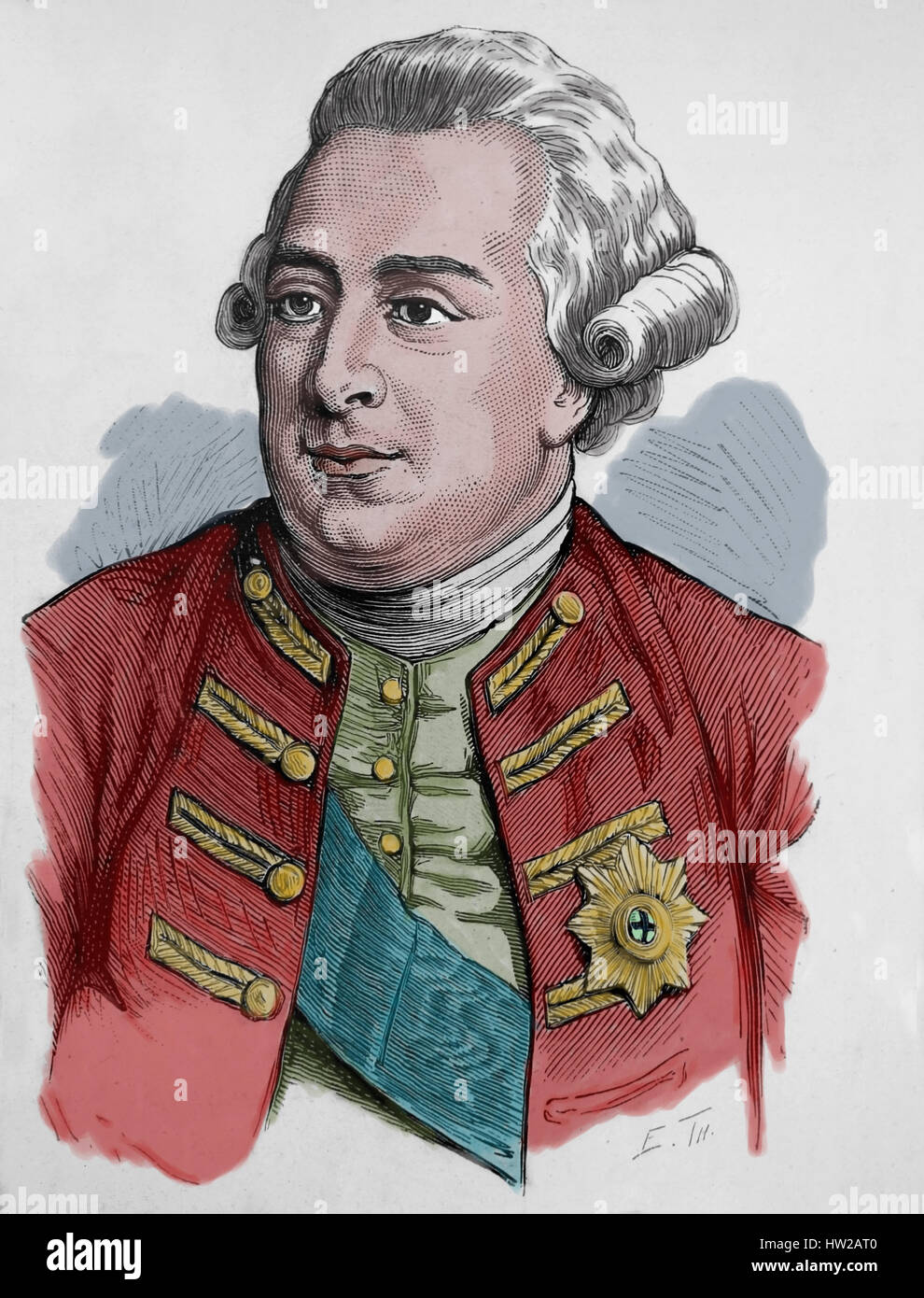 George III (1738-1820). King of Great Britain, Ireland later King of the UK and of Hanover. Engraving, 1883. Color. Stock Photo