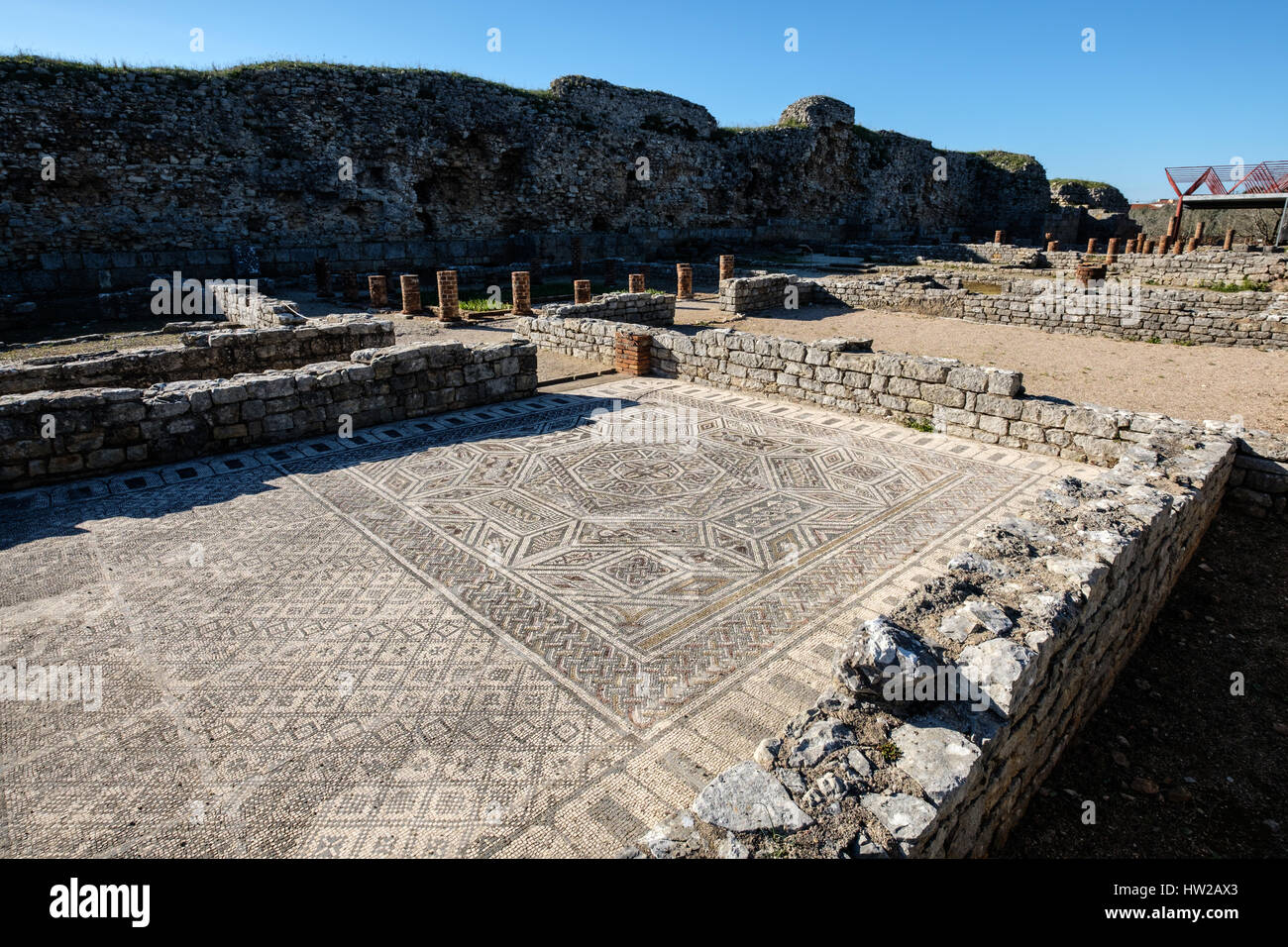 Roman mosaic floor at the ruins of Conimbriga, Portugal, Europe Stock Photo