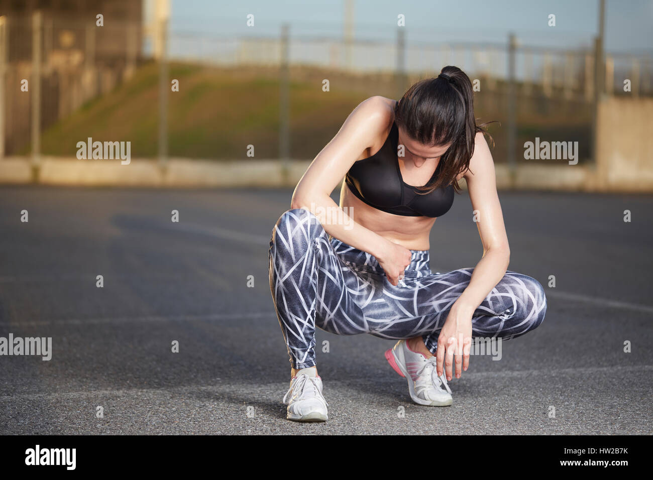 Image of young attractive sport woman exercising Stock Photo - Alamy