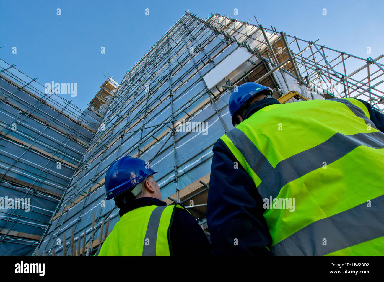 site inspection at construction of temporary scaffolding structure for