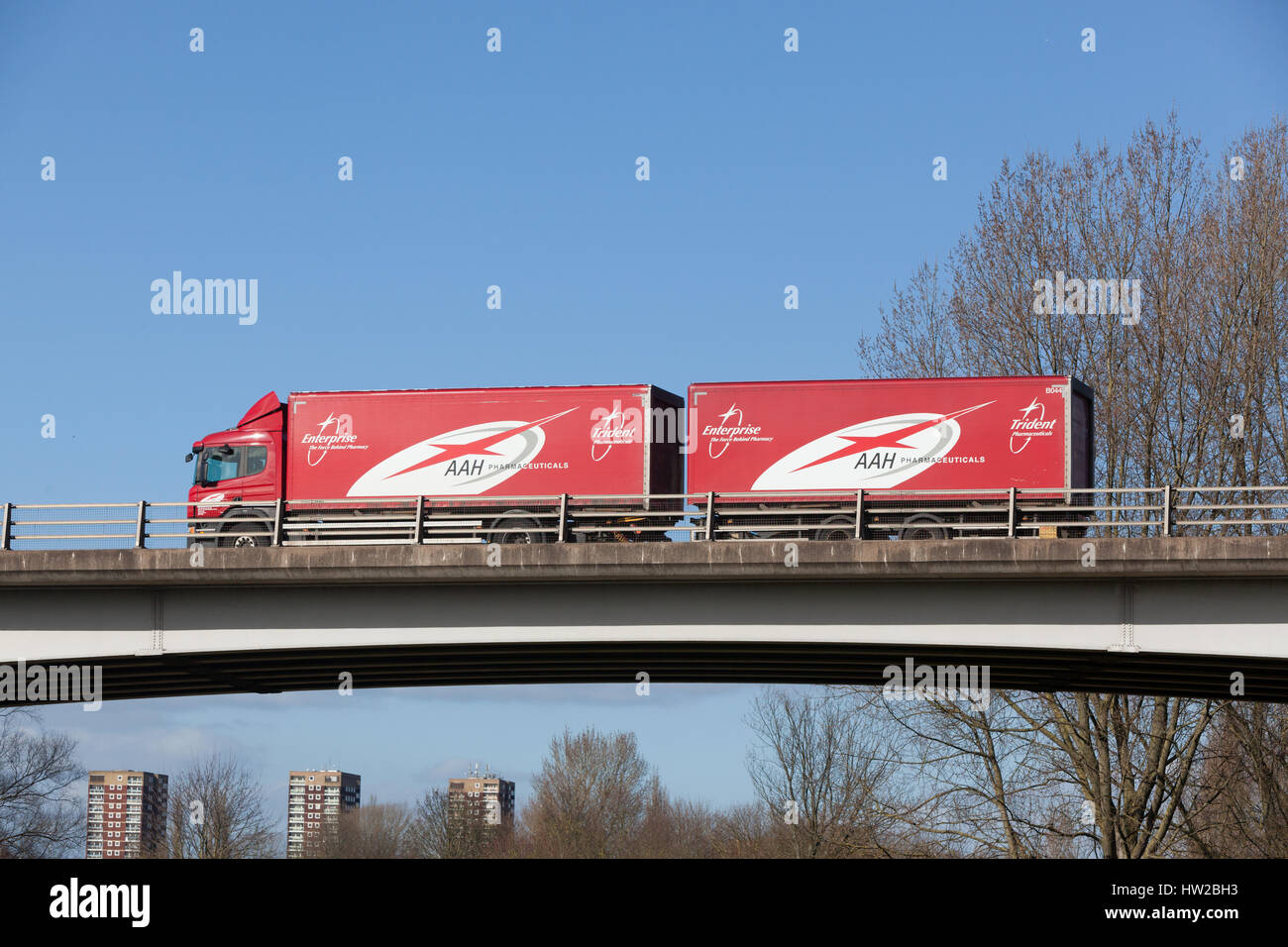 AAH Pharmaceuticals truck on the road in the Midlands Stock Photo