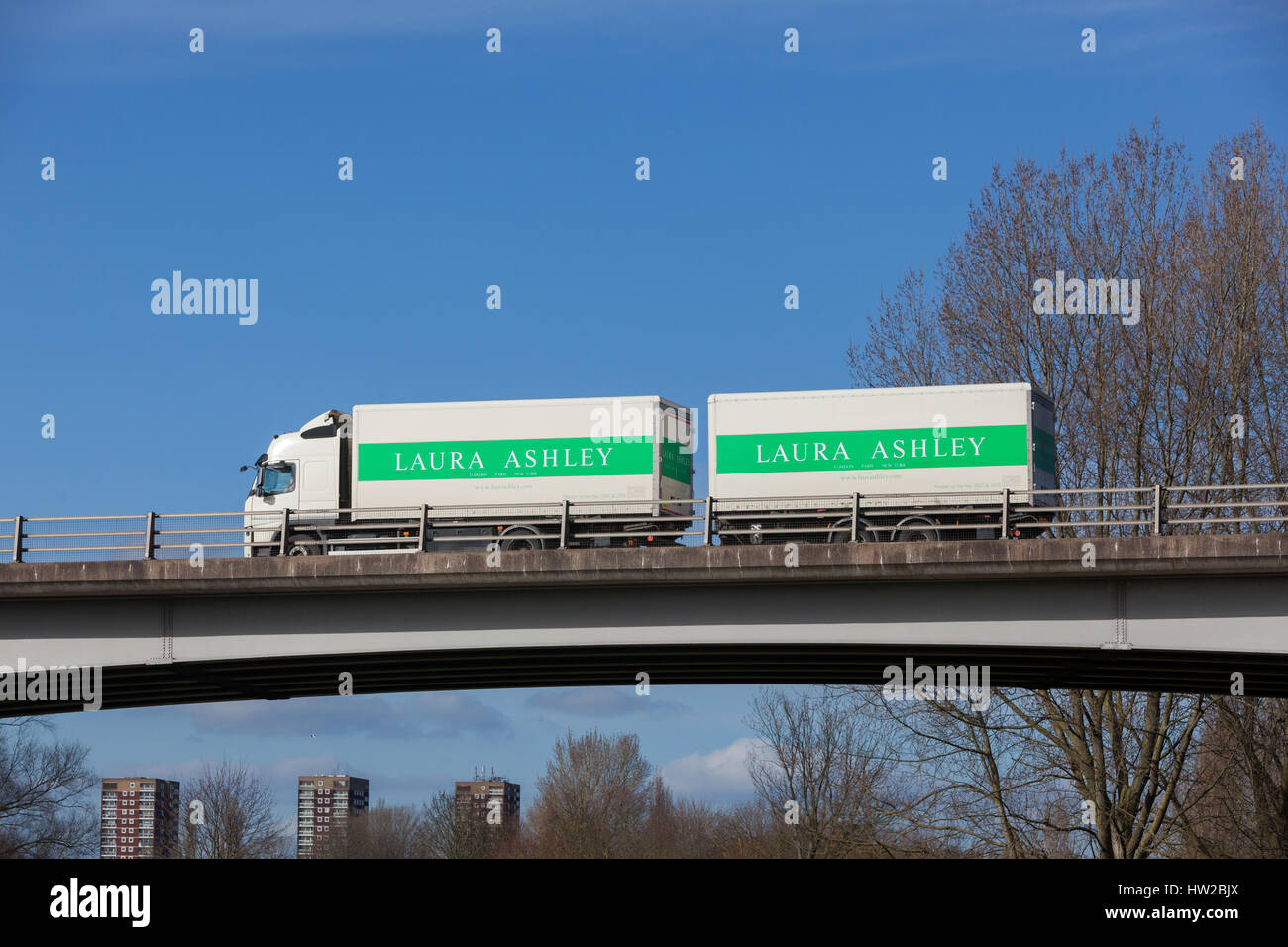 Laura Ashley truck on the road in the Midlands Stock Photo Alamy