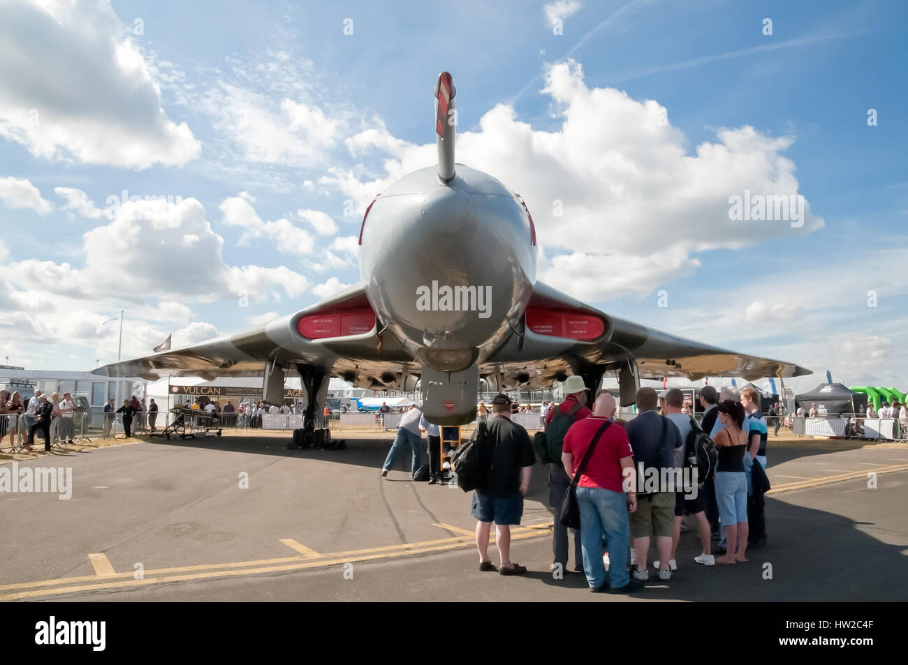 Guided tours of the world's last surviving airworth Avro Vulcan Bomber at the Farnborough Airshow, UK Stock Photo