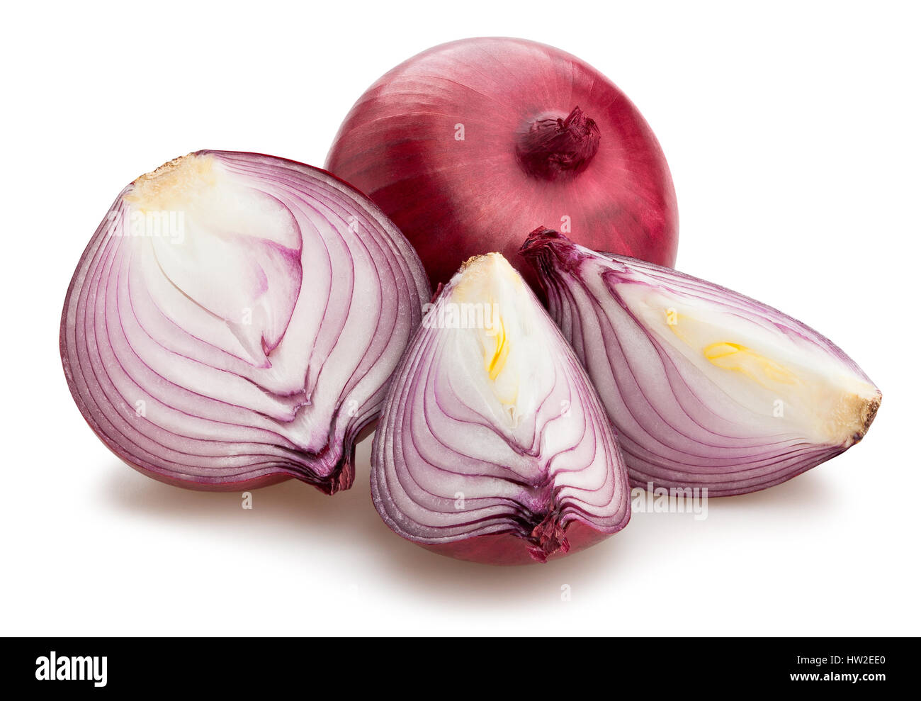 sliced red onions isolated Stock Photo Alamy