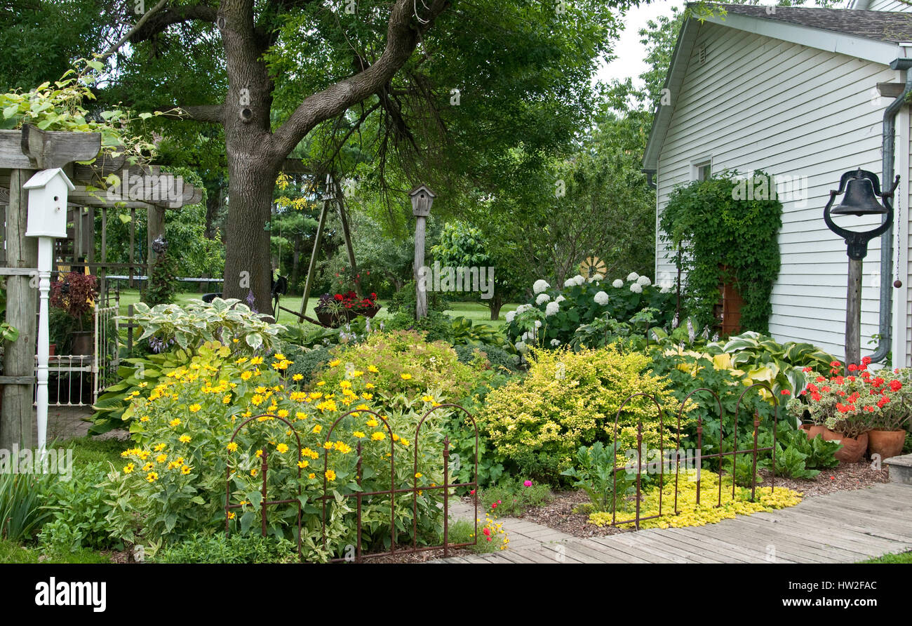 Perennial  Garden on Midwest Farm Stock Photo
