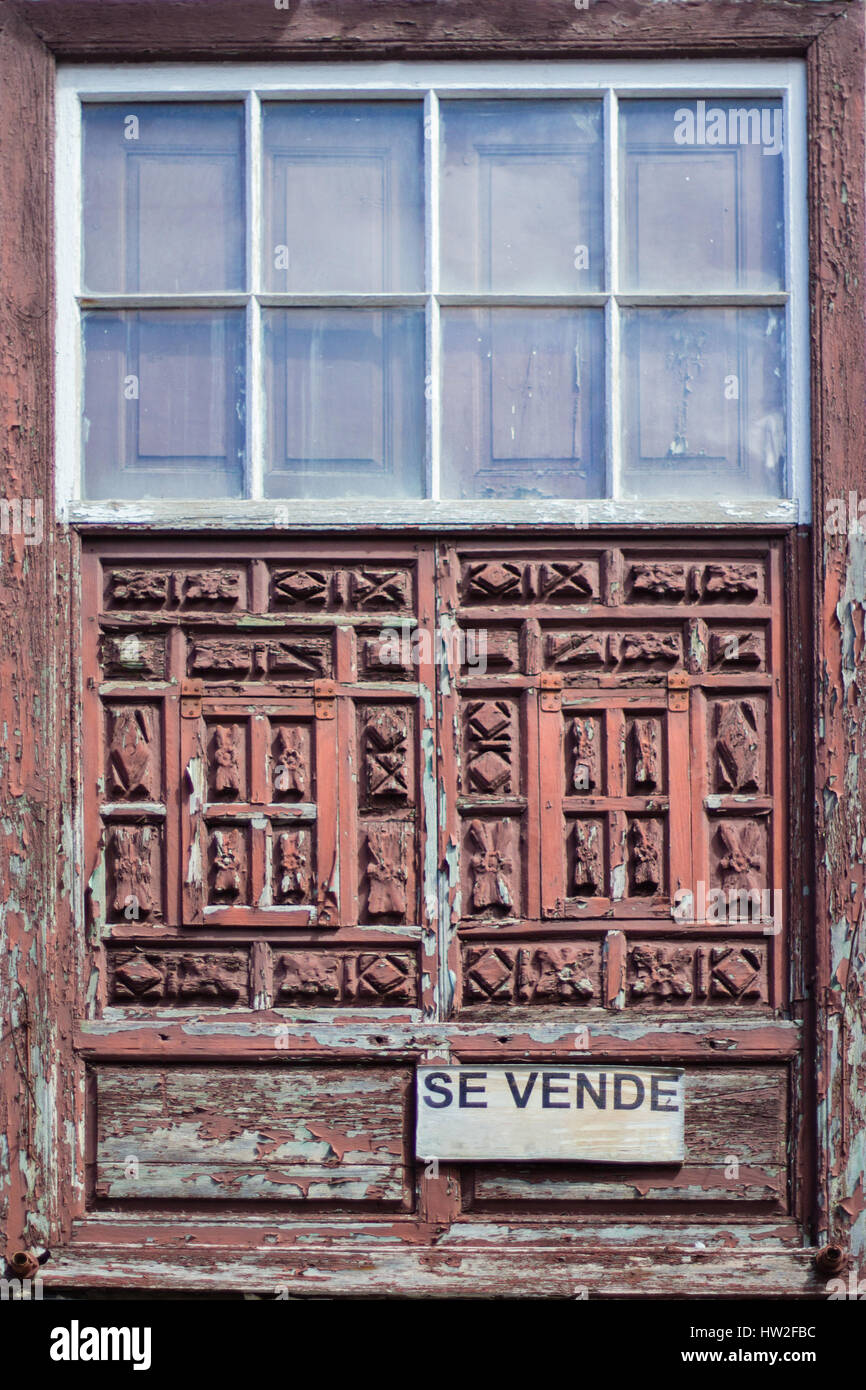 Old Wooden Door Window And For Sale Sign Stock Photo 135894960