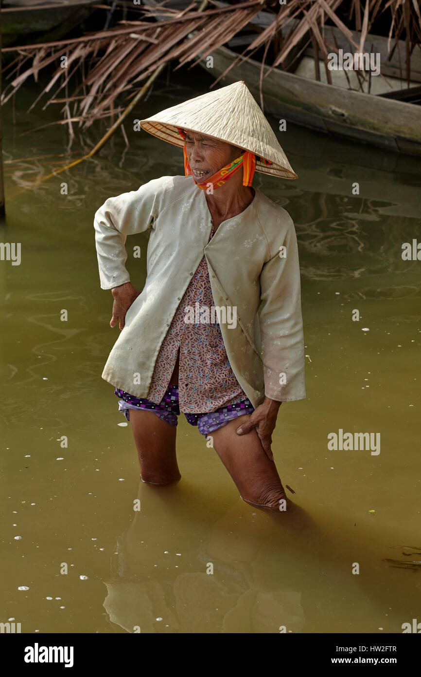 Elderly woman, Cam Kim Island, Hoi An, Vietnam Stock Photo