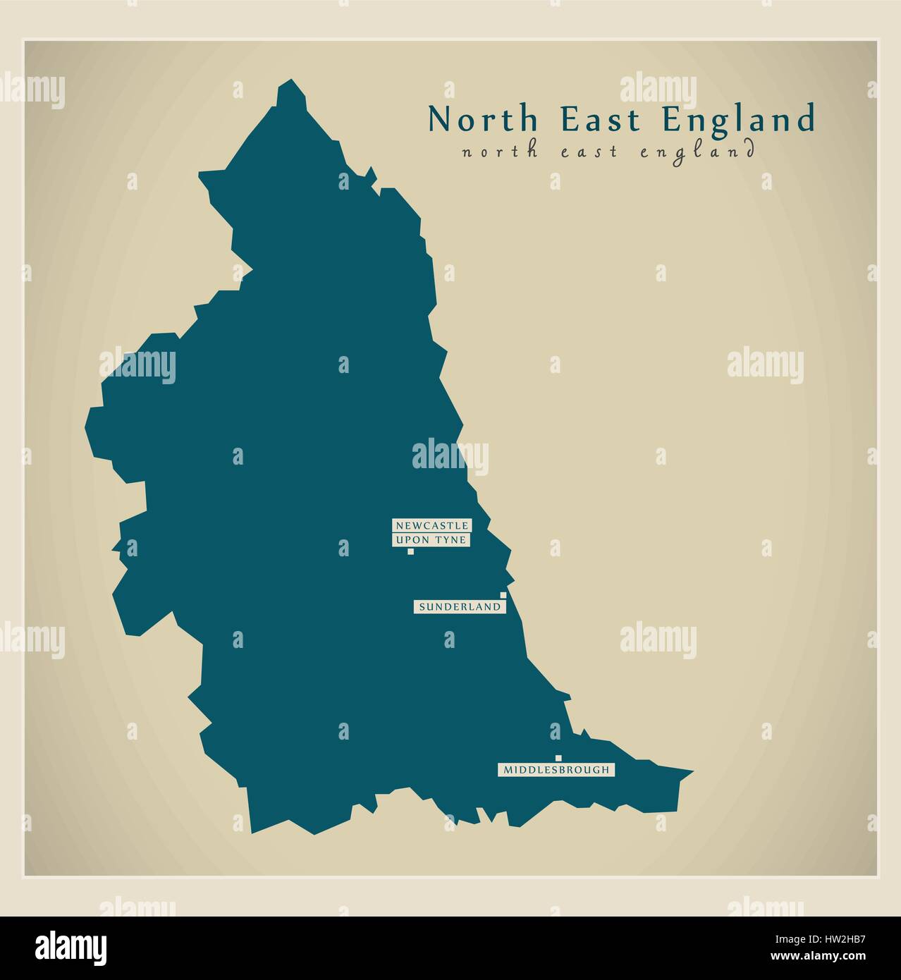 Modern Map - North East England Stock Vector