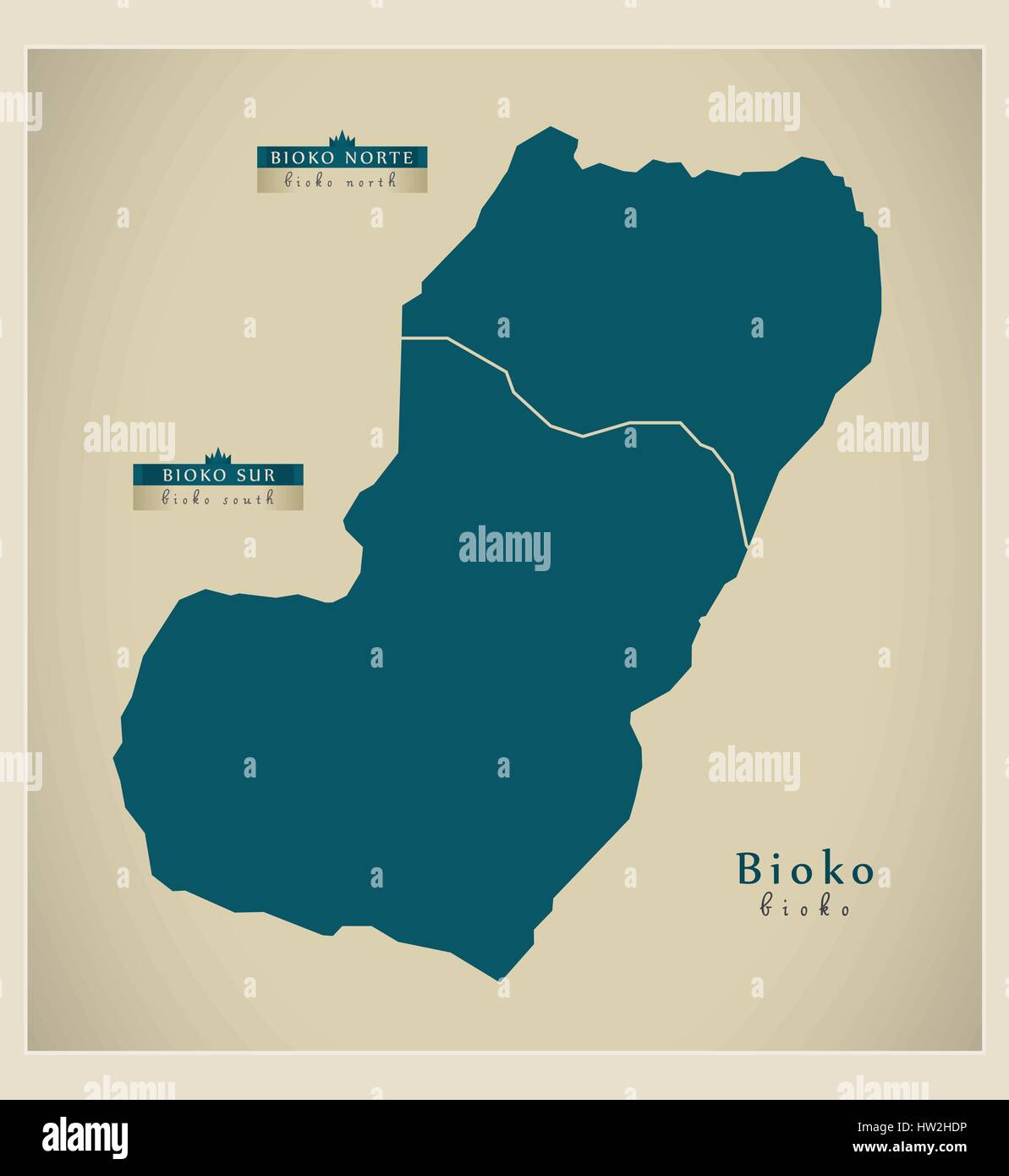 Modern Map - Bioko with borders GQ Stock Vector