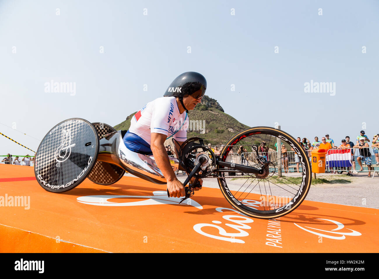 Alex Zanardi is starting the race in Rio Parlympic Games 2016 Stock Photo