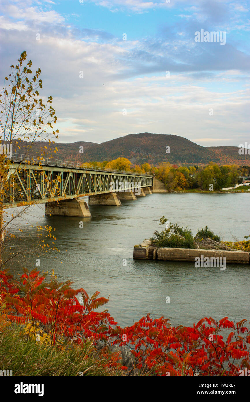 bridge for train going in sthilaire from beloeil in quebec canada